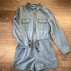 Large Long Sleeve Denim Romper